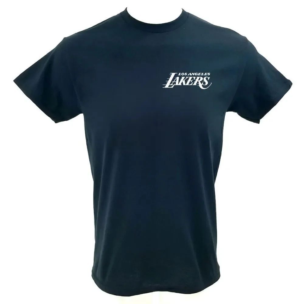 Los Angeles Lakers Double Script Retro Logo BLACK Basketball Jersey Tee - y2k